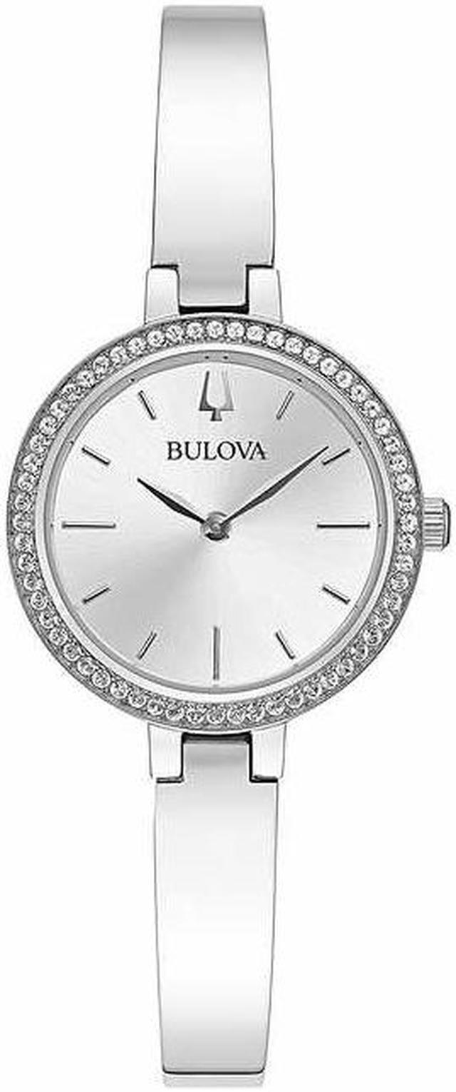 Bulova stainless steel ladies watch outlet and crystal halo pendant set