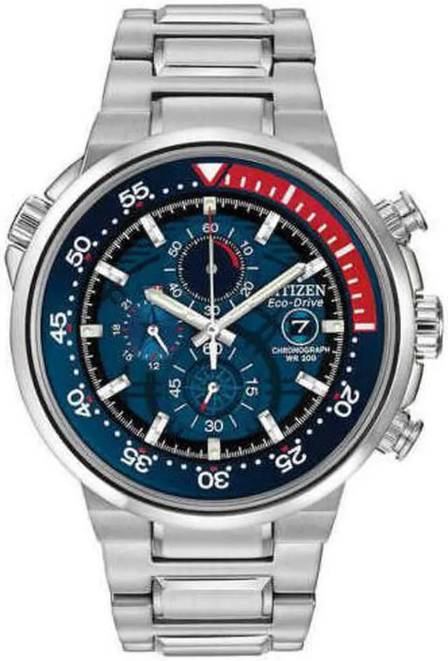 Main image of CITIZEN Eco Drive Endeavor Black Dial Men's Chronograph Watch Stainless Steel CA0440-51L
