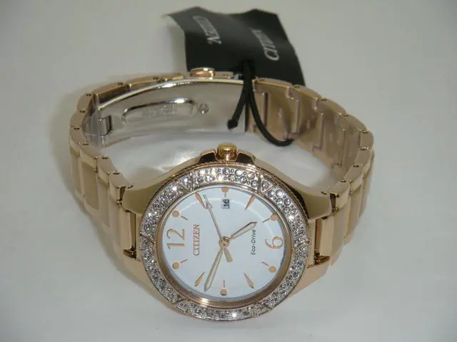 Alt view image 4 of 6 - Citizen Eco-Drive Crystal Accented Gold Tone Women's Watch - FE1163-56A