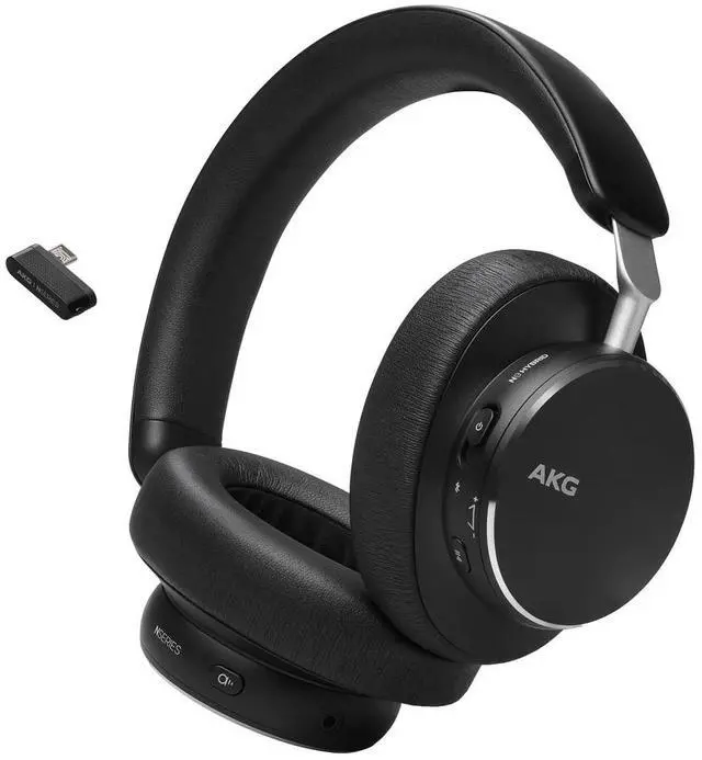 Alt view image 2 of 7 - AKG N9 Hybrid - Wireless Over-Ear Noise Cancelling Headphones, 2.4GHz USB-C dongle and BT, Hi-Res Quality AKG Sound, True Adaptive Noise Cancelling, Zoom Certified Superior Call Quality (Black)