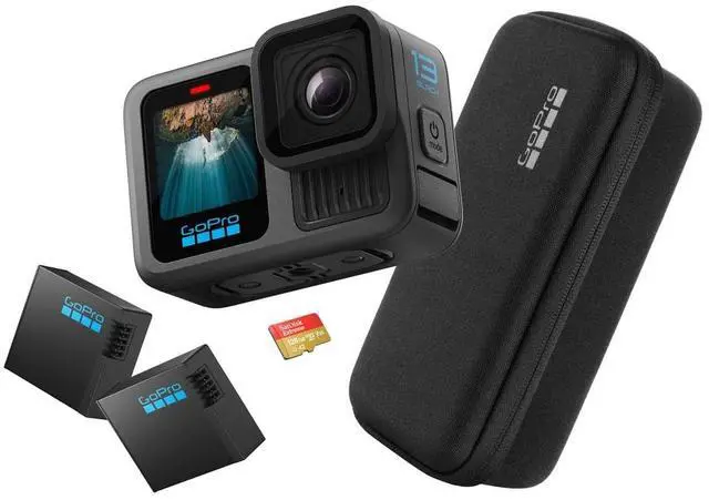 Main image of GoPro HERO13 Black Action Camera Bundle with Additional Enduro Battery, 128GB microSD Card and Carrying Case