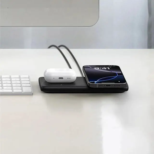 Alt view image 4 of 5 - Belkin 2-in-1 Magnetic Wireless Charging Pad with Qi2 15W MagSafe Compatibility