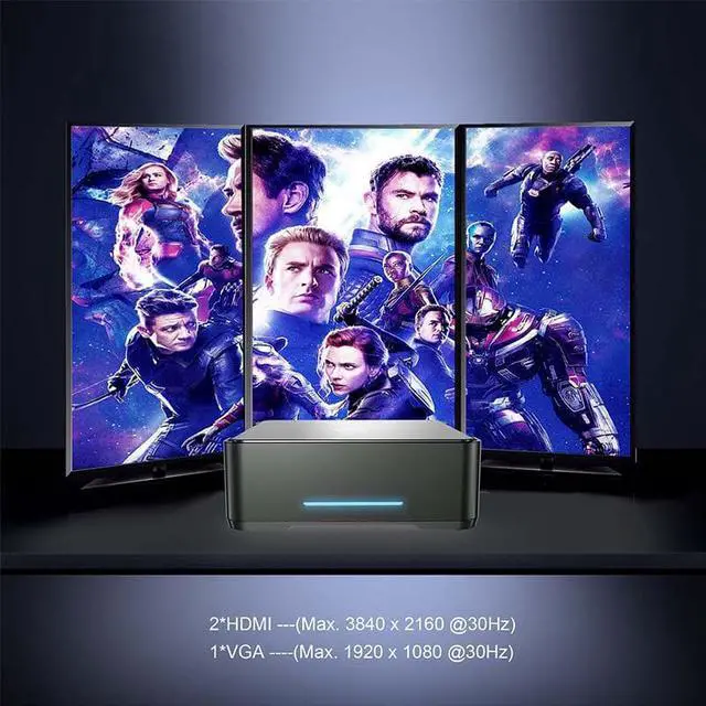 Alt view image 5 of 6 - Mini PC Windows 10 Pro 8GB RAM 64GB SSD Mini Computer Intel Celeron (up tp 2.9Ghz) Quad-Core Dual HDMI Gigabit Ethernet Dual Band WiFi 2.4G/5G Bluetooth 4 Support Triple Display 4K. 8 GB DDR4 128GB