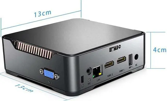 Alt view image 6 of 6 - Mini PC Windows 10 Pro 8GB RAM 64GB SSD Mini Computer Intel Celeron (up tp 2.9Ghz) Quad-Core Dual HDMI Gigabit Ethernet Dual Band WiFi 2.4G/5G Bluetooth 4 Support Triple Display 4K. 8 GB DDR4 128GB