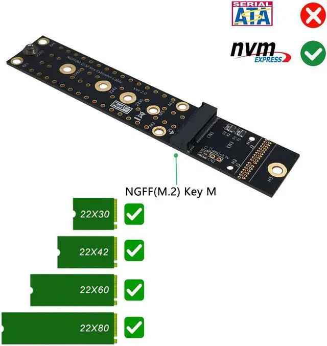 Alt view image 4 of 6 - Riser Cable M.2 NVMe SSD Extension Cable Solid Drive Riser Card NGFF M.2 to KEY-M M2 Extender PCIe 3.0 X4 Full Speed Riser Cable