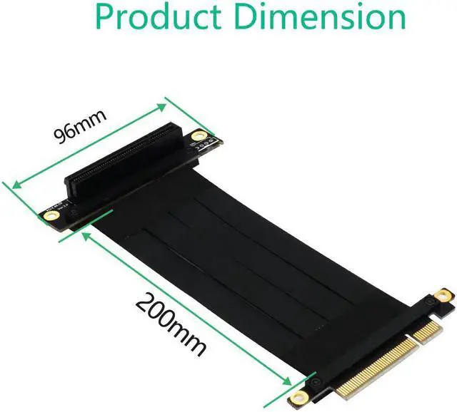 Alt view image 2 of 6 - PCI Express Extension Cable PCIE X8 to X8 Graphics Cards Riser Cable 90 Degree Right Angle PCI-E X8 Slot PCIe 8x Extender Cables