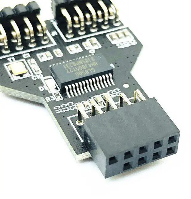 Alt view image 6 of 6 - USB2.0 9 PIN Female to Dual USB2.0 9 Pin Male Adapter USB 2.0 9Pin to Dual USB 2.0 9PIN Converter Adapter USB HUB Expansion Card