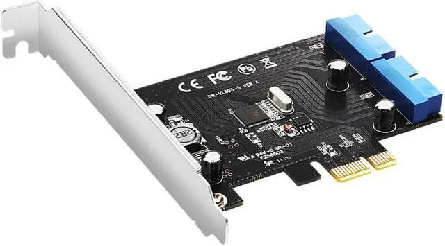 Alt view image 2 of 6 - Super Speed pcie to 2 Port 19Pin USB 3.0 Riser Card PCI-e to Dual Internal 20Pin PCI Express Card Converter Adapter for Computer