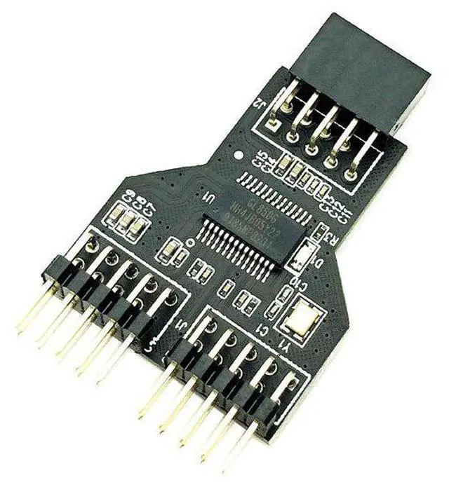 Alt view image 2 of 6 - USB2.0 9 PIN Female to Dual USB2.0 9 Pin Male Adapter USB 2.0 9Pin to Dual USB 2.0 9PIN Converter Adapter USB HUB Expansion Card