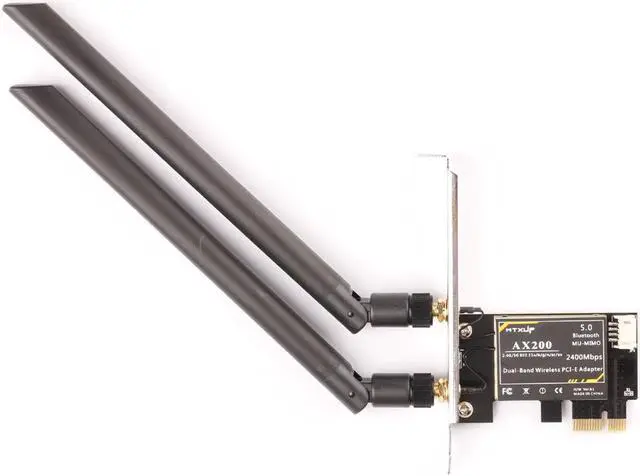 Alt view image 6 of 6 - 2974Mbps Wifi6 Dual Band Desktop PCIe Intel AX200 Card 802.11ax 2.4G/5Ghz Bluetooth 5.0 PCI Express Wireless WiFi Adapter for PC