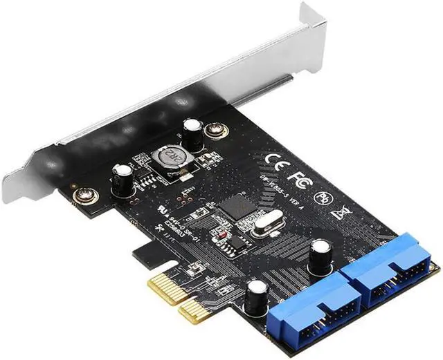 Alt view image 3 of 6 - Super Speed pcie to 2 Port 19Pin USB 3.0 Riser Card PCI-e to Dual Internal 20Pin PCI Express Card Converter Adapter for Computer