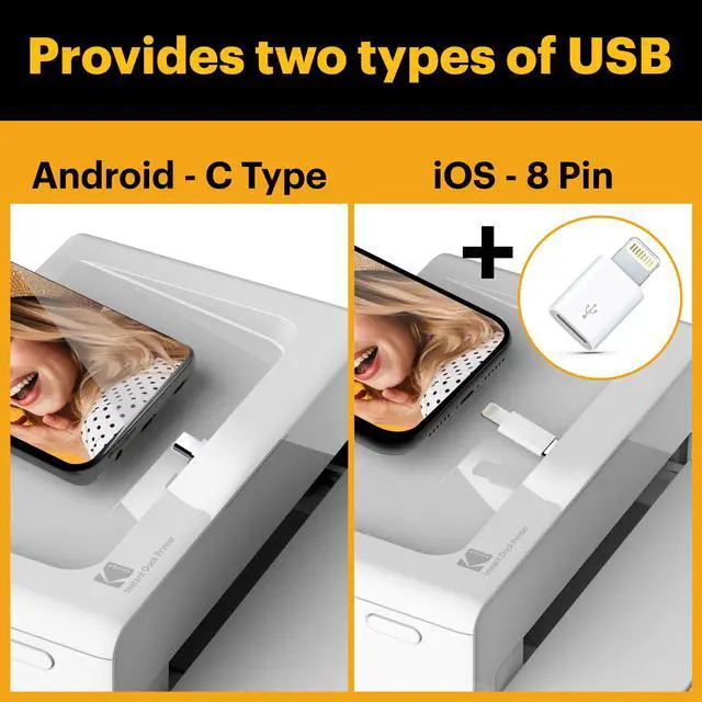 Alt view image 6 of 6 - Kodak Dock Plus Instant Photo Printer - Updated Bluetooth Portable Photo Printer Full Color Printing - Mobile App Compatible with iOS and Android - Convenient and Practical