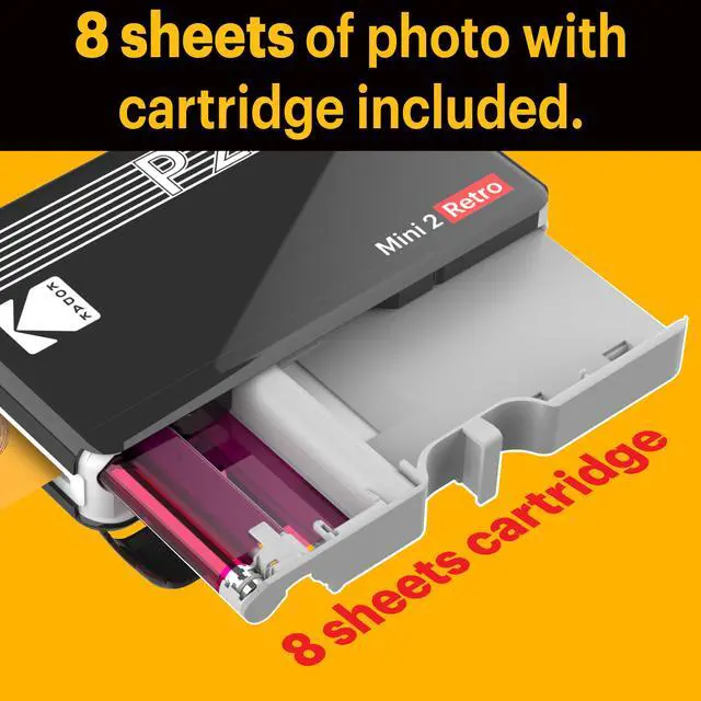 Alt view image 6 of 7 - Kodak Mini 2 Retro Portable Instant Photo Printer,Wireless Connection, Compatible with iOS, Android & Bluetooth, Real Photo(2.1x3.4”), 4Pass Technology & Lamination Process, Premium Quality +60 Sheets