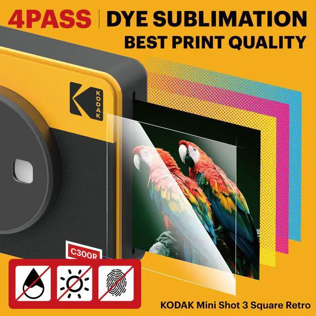 Alt view image 4 of 6 - Kodak Mini Shot 3 Retro Camera - Portable Instant Camera and Photo Printer– 2-in-1 Printer Compatible with iOS & Android – Bluetooth Connection - 4PASS Technology +60 sheets