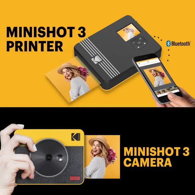 Alt view image 2 of 6 - Kodak Mini Shot 3 Retro Camera - Portable Instant Camera and Photo Printer– 2-in-1 Printer Compatible with iOS & Android – Bluetooth Connection - 4PASS Technology +60 sheets