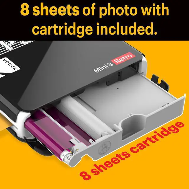 Alt view image 6 of 8 - Kodak Mini 3 Retro Portable Photo Printer Compatible with iOS, Android & Bluetooth Devices, Real Photo: (3”x3”), 4Pass Technology & Laminating Process, Print highest Quality Photos - 60 Sheets