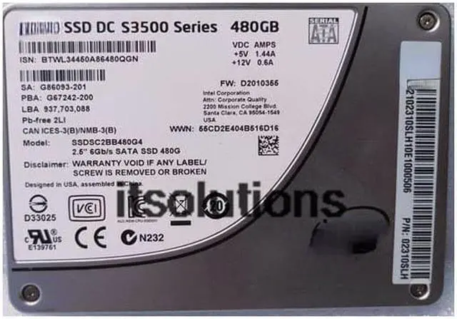 Main image of For Intel S3510 480G SSD SATA 02310SLH SSD RH2288 V3 V5