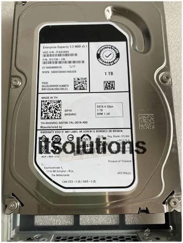Main image of For DELL 1T 1TB SATA Enterprise Hard Drive PN: 0W0VNC Seagate ST1000NM0018