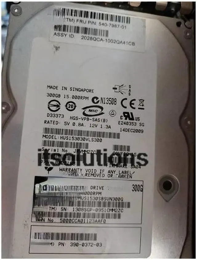 Main image of For Sun 300GB 15K 3.5 SAS J4400 hard drive 540-7987 390-0461
