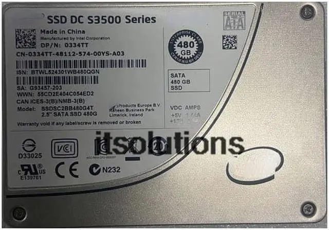 Main image of For DELL 0334TT 480G SSD S3500 2.5 6G SATA HDD SSDSC2BB480G4T