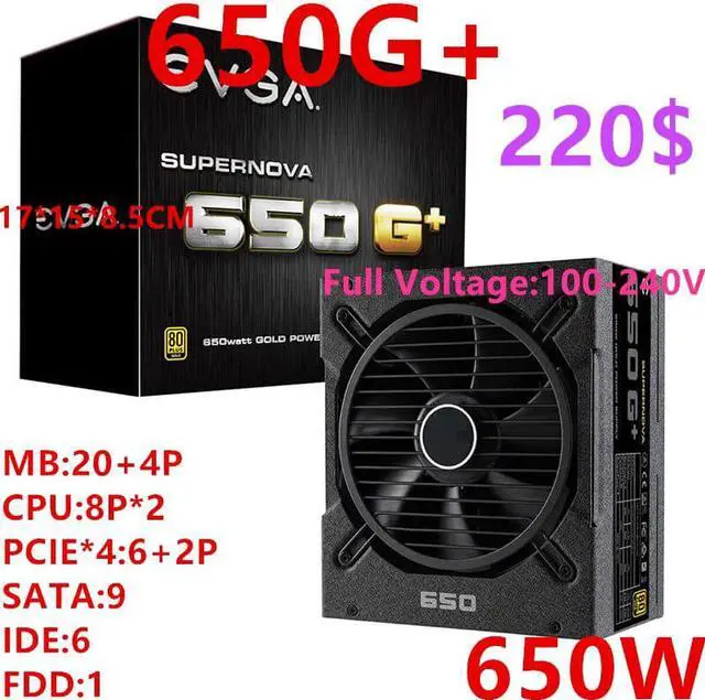 Main image of For EVGA Brand Full Module 80PLUS Gold Game Mute Power Supply 750W/650W Switching Power Supply 750G+ 650G+