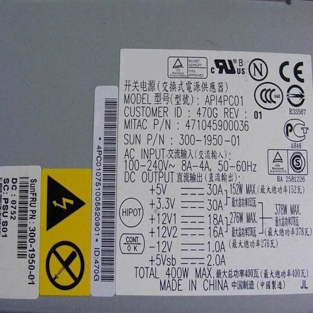Main image of For Sun U20 Ultra20 M2 400W Switching Power Supply API4PC01 300-1950-01 300-1794-03