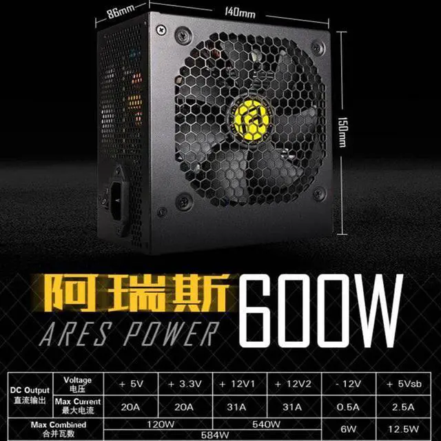 Main image of PSU For Antec Brand Non-modular Supporting Dorsal Line Dual 8P GPU Power Supply Silent Power Supply 600W Power Supply AP600