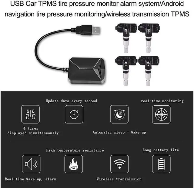 Alt view image 5 of 7 - USB Car TPMS Tire Pressure Monitor Alarm System/Android Navigation Tire Pressure Monitoring/Wireless Transmission TPMS