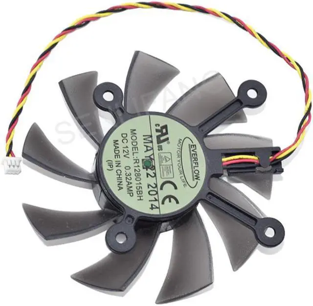Alt view image 2 of 2 - For ASUS GTS250 HD4870 GTX550TI 750 460 560 6670 6850 7770 7850 Graphics Card Cooling Fan DC12V 0.32A 3-Line R128015BH