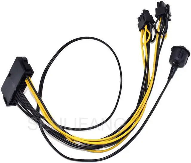 Alt view image 3 of 4 - Well Tested ATX Power 24PINS TO DUAL 8 Pin (6+2 Pin) On/Off Switch Cable PCIe 6Pin 8Pin Male to 24 Pin Female Power Supply Cable