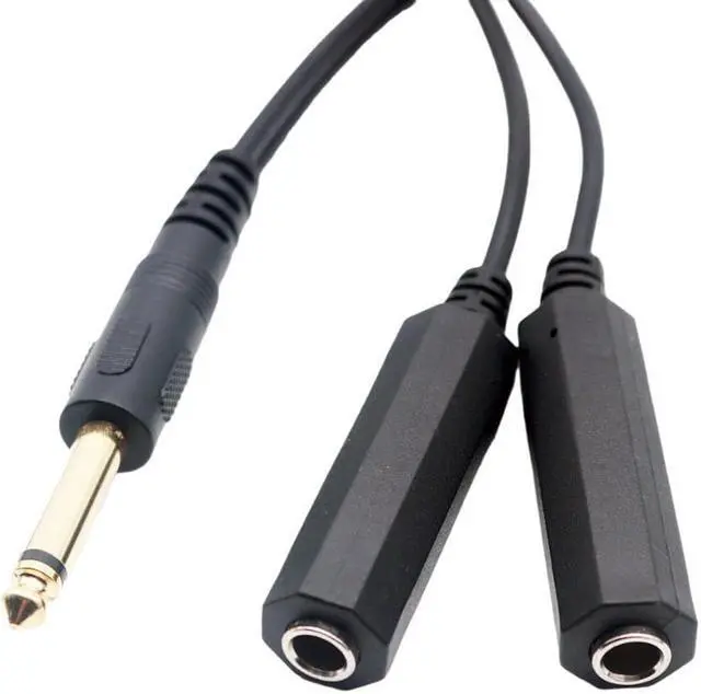 Alt view image 2 of 2 - 6.35mm 1/4" Mono TS Plug Male to Dual 1/4" 6.35mm Jack Female Socket Y Splitter Audio Adapter Cable Converter Cord