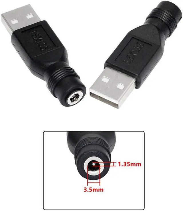 Alt view image 2 of 2 - 10pcs USB 2.0 A Male to 3.5mm x 1.35mm DC Female Connector Charge Barrel Power Adapter for Small DC or USB Electronics Charging