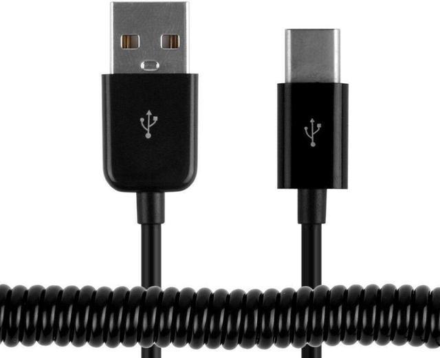 OIAGLH 3m Spring Coiled Retractable USB 2.0 A Male to USB C Type C Data  Charging Cable 
