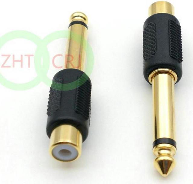OIAGLH 50PCS Gold plated 6.35mm (1/4 Inch) Mono Plug to RCA Jack
