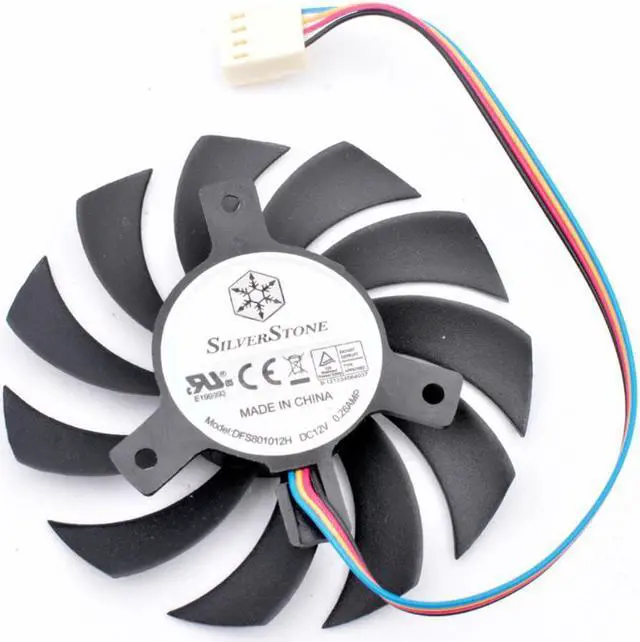Main image of DFS801012H DC12V 0.26A 75mm diameter and 40mm hole pitch 4 wires 4pin cooling fan for graphics card