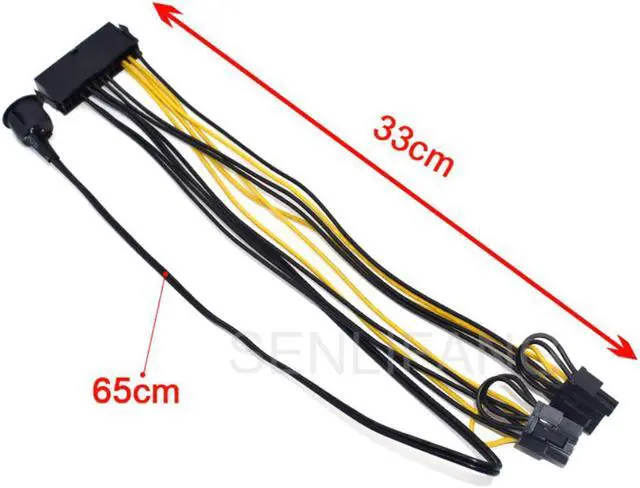 Alt view image 2 of 4 - Well Tested ATX Power 24PINS TO DUAL 8 Pin (6+2 Pin) On/Off Switch Cable PCIe 6Pin 8Pin Male to 24 Pin Female Power Supply Cable