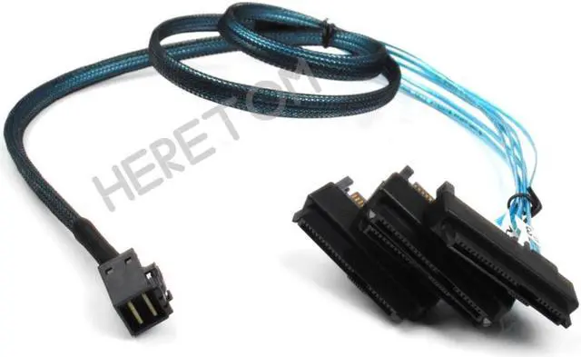 Alt view image 2 of 2 - SAS SATA Cables SFF-8643 To 4 SFF-8482 Internal Mini SAS HD to 4 29pin SFF 8482 connector with SAS 15pin Power Port 12GB/S Cable