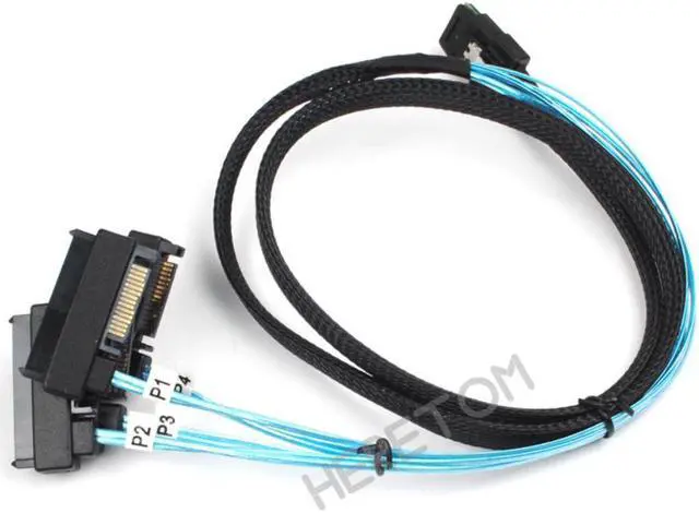 Main image of Mini SAS 36P SFF 8087 to 4 SAS 29 Pin SFF-8482 with 15P SATA Power Cable Hard Drive Splitter Cord Wire connectors 1M