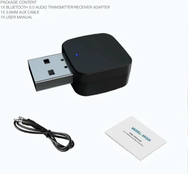 Main image of 2 IN 1 Bluetooth 5.0 Mini USB Wireless Bluetooth Transmitter Receiver Adapter W/ 3.5mm Audio Cable For Car TV PC Laptop