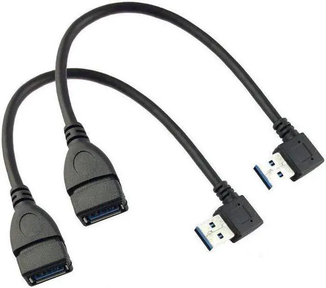 Main image of 2Pcs SuperSpeed USB 3.0 Right Angle Male to Female Extension Cable-Right Angle