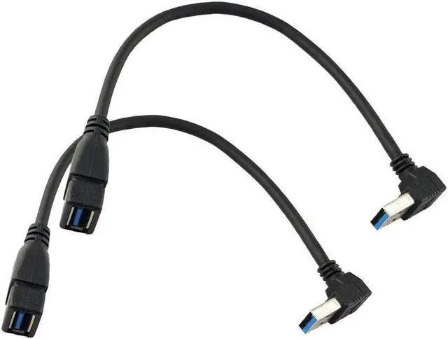 Main image of 2Pcs SuperSpeed USB 3.0 Angle Male to Female Extension Cable - Up Angle