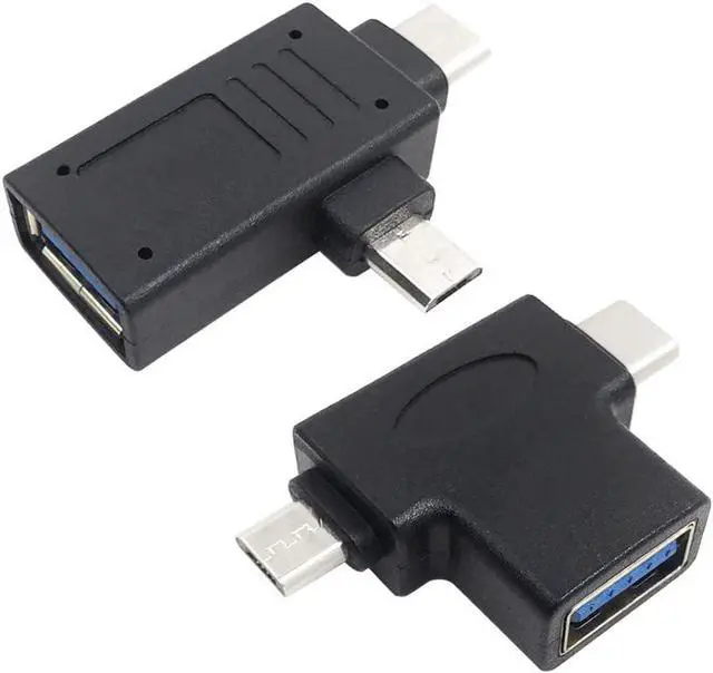 Main image of 2 pcs 2-in-1 Micro USB 3.0 & 2.0 Type C OTG Adapter, USB-C Male Micro USB Male to USB-A 3.0 Female Converter for Android Google