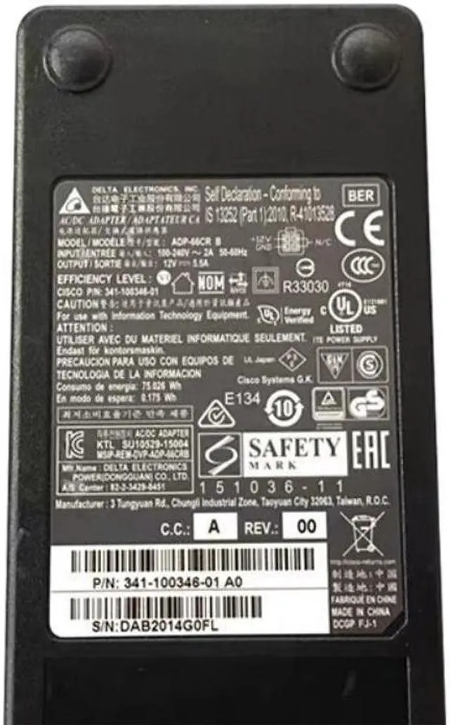 Alt view image 2 of 2 - ADP-66CR B Power Supply 12V5.5A  For Cisco 5506-X ASA5506-K9 SEC-BUN-K9  ASA5506-PWR-AC