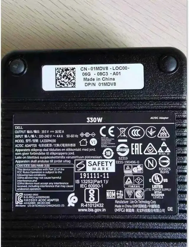 Alt view image 2 of 4 - Genuine LA330PM190 19.5V 16.92A 330W DA330PM190 AC Adapter For Dell ALIENWARE R1 R3 R5 M17X M18X X51 ADP-330AB B D Power Charger