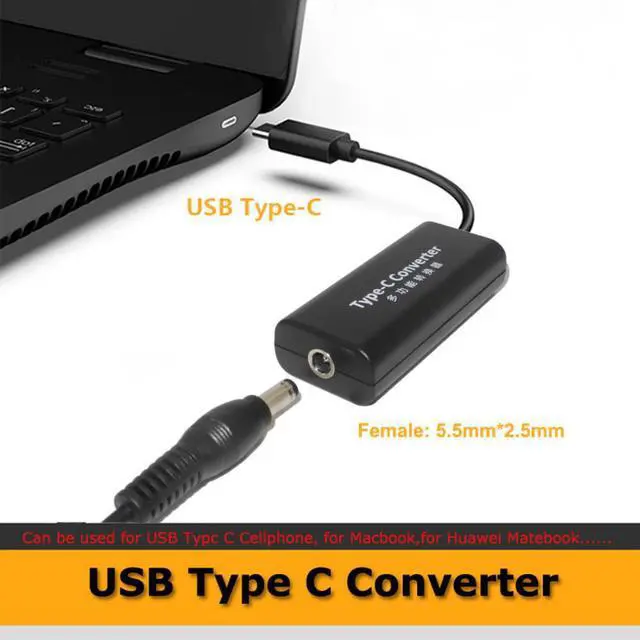 Main image of Dc Power Adapter Connector Converter 5.5*2.1mm USB Type C Jack Converter Fit for Lenovo Dell Hp Asus Laptop Charger 45W