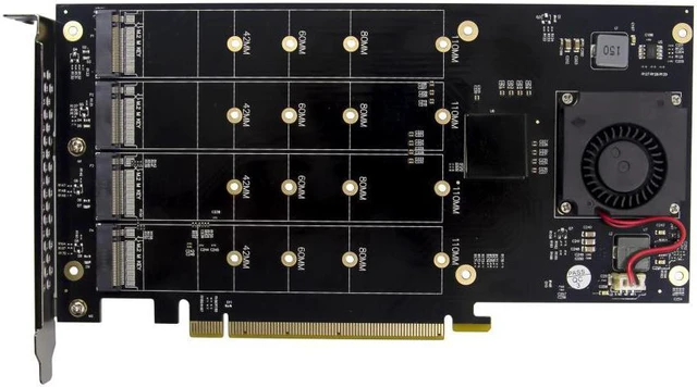 Main image of PCIe 3.0 X16 PLX8747 to 4 Port M.2 NVMe SSD Adapter Expansion Card Quad Mkey Nvme to Pci-E Converter for PC 32G/bps win10 linux