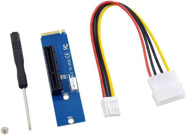 Alt view image 2 of 2 - M2 riser NGFF M.2 to PCI-E 4X 1X Riser Card M2 M Key to PCIe Adapter Converter with 4Pin Power Cable For PCI Express Extender