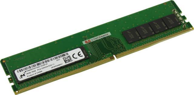 MTA9ASF2G72AZ-3G2B1 Micron 16GB DDR4-3200(PC4-25600) UDIMM • ECC • 3200MT/s  • • 1 Rank x 8 • CL-22(22-22-22 ) • 1.2V •288-PIN •Unbuffered • Server  Memory 