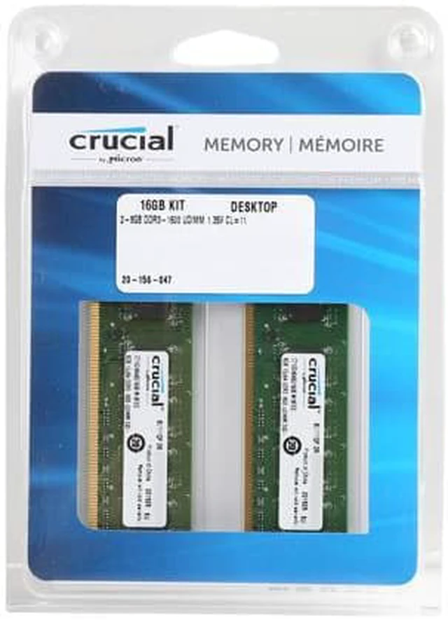 Crucial 16GB (2 x 8GB) 240-Pin DDR3 SDRAM DDR3L-1600 (PC3L 12800