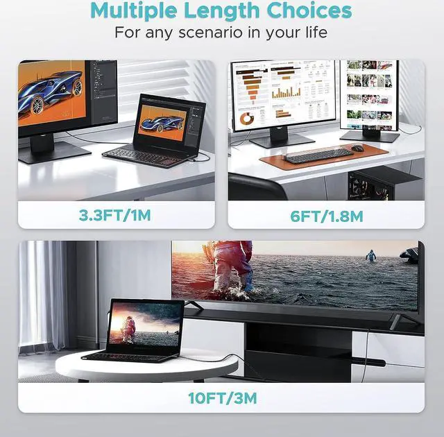 Alt view image 6 of 7 - WARRKY 4K DisplayPort to HDMI Cable [UHD Metal Case Nylon Cable] 6FT Unidirectional Display Port 1.2 Source to HDMI 1.4 Screen DP to HDMI Compatible for Computer NVIDIA AMD   Monitor